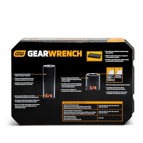 Image of GEARWRENCH 25 Piece 3 /8 inch Drive 6 Point SAE Hi-Viz Standard & Deep Impact Socket Set | 84919H