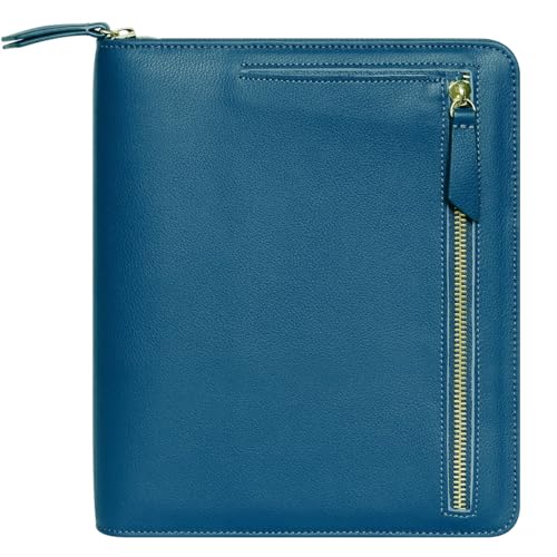 FranklinCovey - FranklinCovery - Kenzie Binder for Ring-Bound Franklin Planners | Genuine Leather - Zipper Closure (Classic, Lyons Blue)