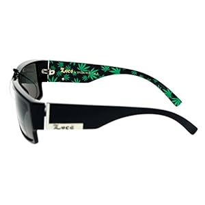 Locs marijuana pot leaf print rectangular mad dog sunglasses green   cucciolini doodles