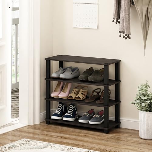 Image of JD FRESH 4-Tier Wooden Shoe Rack Organizer /Shoe Storage Rack /Shelf Household Storage Holder /Multi-Layer Shoe Storage /Durable Shoe Shelf for Men, Women & Kids (Cambridge, Walnut)