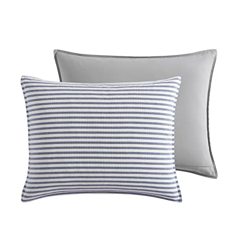 Nautica - King Comforter Set, Soft Yarn-Dyed Cotton Bedding, Medium Weight for Year Round Use, 3 Piece Bed Set with Matching Pillowcases (Fairwater Blue) by Nautica - Image 4