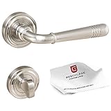 Beschläge Hamburg Türgriffe Türbeschlag Emily ART 70-07 MMN WC — Türklinken mit WC-Verschluss für Badezimmer und Toilette — Drückergarnitur/Türdrücker Sanitär-Innentüren, matt vernickelt