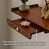 TBQATNTS LED Light Buddha Wall Shelf, Bamboo Buddhist Altar Table with Retractable Plate, Wall-Mounted Prayer Shrine for Incense Burners & Religious Offerings,Walnut,15.7X10.4in