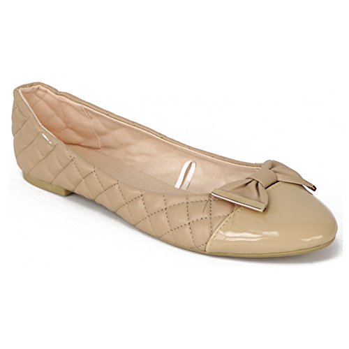 Chatties Women's Quilted Ballet Flats (5-6 B(M) US, Tan)