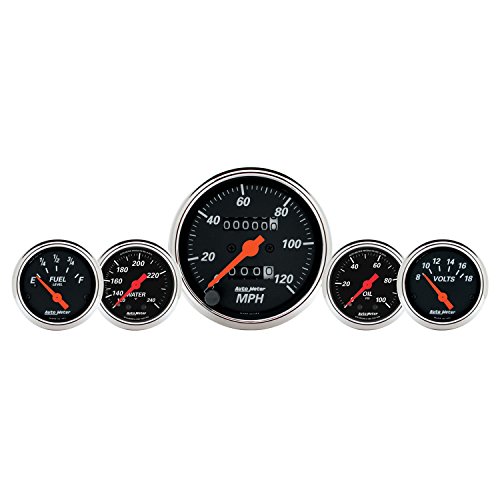 Auto Meter 1411 Designer Black Fuel/Oil/Speedo/Volt/Water 5 Gauge Set
