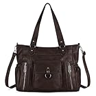 BAIGIO Grand Sac a Main Femme Cuir PU Vintage, Cabas Femme avec Multipoches, Sac Bandoulière Fourre Tout Femmes, Sacs Portés Épaule Tendance pour Cours Lycee, Shopping, Travail, Voyage, Café