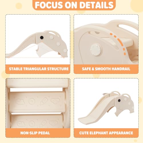 Siairo 3 in 1 Kinder Rutsche, Kinderrutsche mit Basketballkorb, Rutsche für Innen und Außen, Kinderrutsche für den Garten, Tolles Geschenk für Kinder