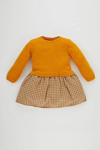 DeFacto Kız Bebek Desenli Uzun Kollu Triko Elbise - Görsel 3