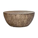 MY SWANKY HOME Minimalist Large Round Light Wood Coffee Table | Modern Geometric Block