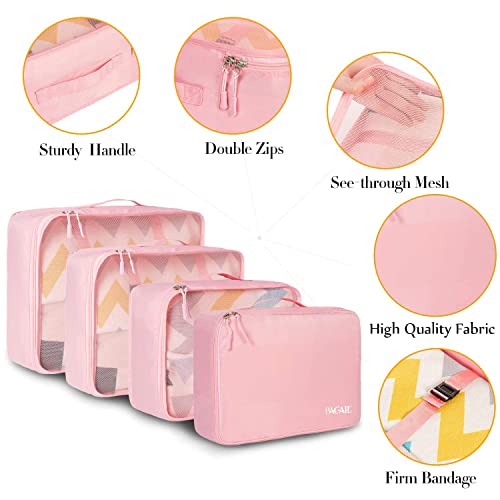 BAGAIL 8 Set Packing Cubes, Lightweight Travel Luggage Organizers with Shoe Bag, Toiletry Bag & Laundry Bag (Blush Pink) by BAGAIL - Image 4