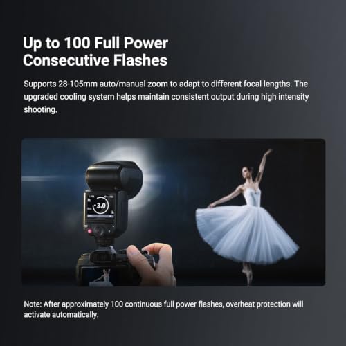 NEEWER Z2PRO-N 2.4G TTL Round Head Flash Speedlite Compatible with Nikon, Wireless Compatible with Godox, 76Ws 1/8000s HSS, Upgraded UI, TTL/M TCM Switch, 7.2V/3000mAh Battery, 600 Full Power Flash Detail