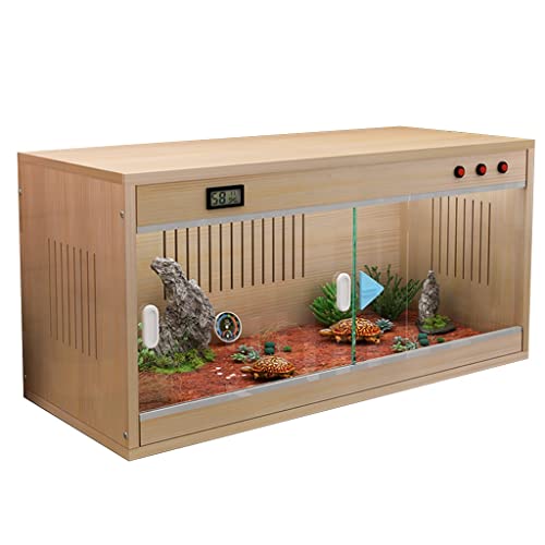 Vivarium Box Reptile AmphibianCage Caja Grande de Madera para alimentación de Mascotas Casa para Mascotas Terrario para Reptiles Incubadora con Tiras de ventilación (marrón 100x40x42cm)