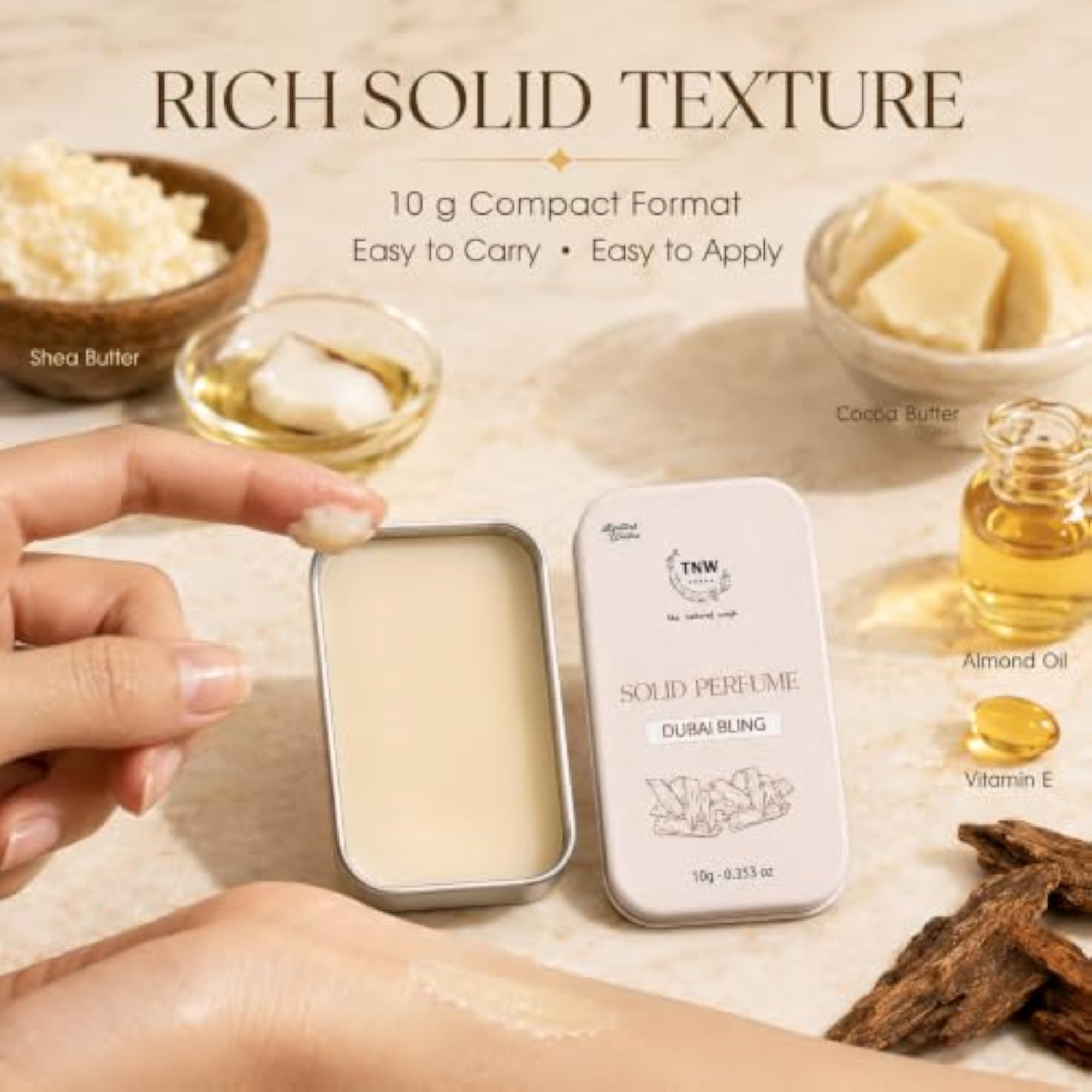 Solid Perfume Dubai Bling Oud, Long Lasting Woody Fragrance