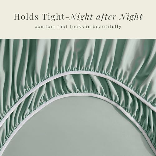 Image of Hearth & Harbor Bed Sheets, Luxury Soft 6 Piece Bed Sheet Set Extra Deep Pocket Fitted Sheets Fits Mattress up to 21 inch, Double Brushed Bedding Sheets & Pillowcases, Split King Ice Green