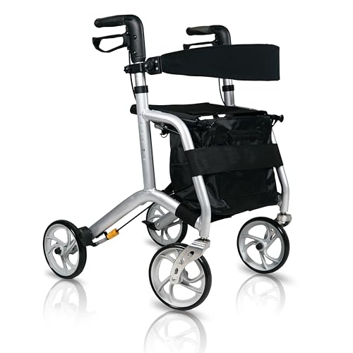 Ultralite Aluminium Rollator 4 Wheel Walking Frame with Seat Zimmer 6.8kg …