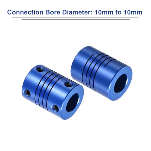 QUARKZMAN 1 Stück 10mm auf 10mm Aluminiumlegierung Wellenkupplung L25xD19 Flexibler Kuppler mit Schrauben für Encoder und Motoren, Blau