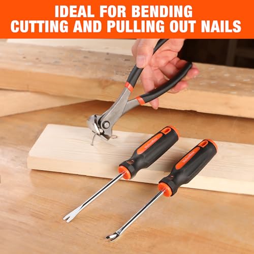 VALUEMAX 3Pcs Nail Puller and Staple Remover Tool, Include 7" End Cutting Pliers, 8" Bendable and Straight V Tip Staple Puller, Upholstery Tools for Cutting Wires, Removing Nails and Staples - Image 7