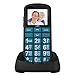 CHAKEYAKE Big Button Mobile Phone for Elderly with Charger Station, Easy to Use Basic Mobile Phone, SIM Free Unlocked, SOS Emergency Button, Large Volume, Speed Dial, FM Radio(Blue)