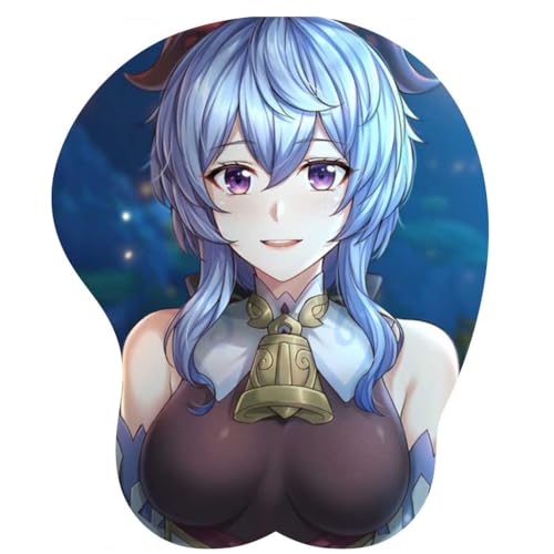 MOHDHAF - Anime Ganyu Tapis de souris 3D avec repose-poignet Tapis de souris de jeu antidérapant Tapis de souris 3D Tapis de souris ergonomique 3D