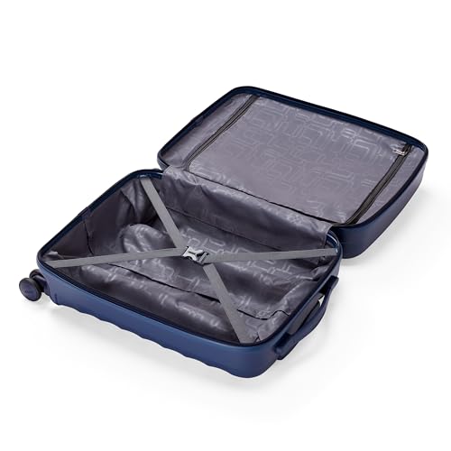 Image of American Tourister Barcelona | Cabin Trolley Bag (55 cm) | 360 8 Wheel Travel Luggage | Hard Case Polycarbonate Suitcase | Mounted Combination Lock | Midnight Blue
