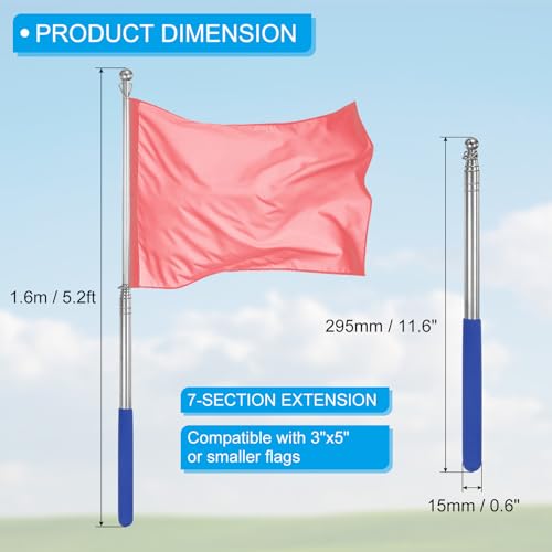 Guide drapeau mât extensible en inox avec clips de fixation pour tableau - 3