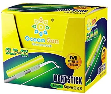 100pcs Fishing Glow Sticks Rod Tip Glow Sticks Fishing Rod Floats Glow Stick Fishing Rod Night Fishing Light Fishing Green Fluorescent Light (S (1.5 * 1.9 MM))