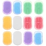 LOEFLIFA 12 Cajas de Hojas de Jabón Portátil para Viajar, Papel de Jabón Desechable 6 Aromas (Rosa, Jazmín, Esencia Floral, Leche, Artemisa, Naranja), Seguro PP para Manos y Cuerpo