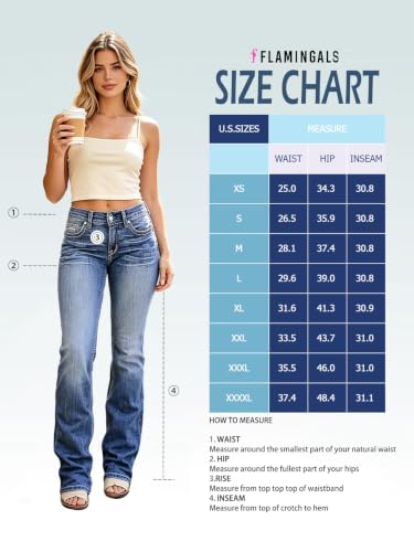Image of Flamingals High Waist Boot Cut Jeans for Women Flare Denim Pants
