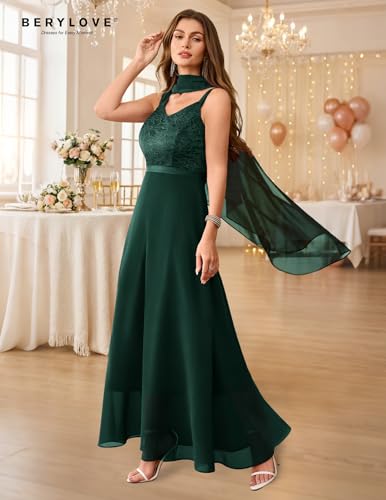 Image of BeryLove Summer Formal Wedding Guest Prom Dresses Sequin Cocktail Evening Lace Elegant Mother of The Bride Dress