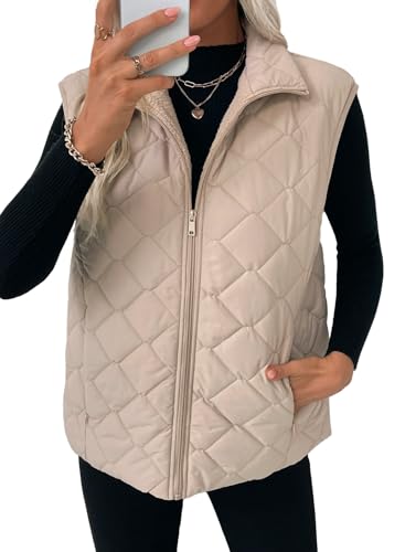 EVALESS Puffer Vest Women Lightweight Sleeveless Quilted Jackets 2025 Zip Up Stand Collar Fall Winter Coat With Pockets