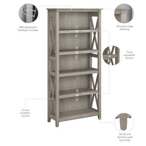 image for Bush Furniture Tall 5 Shelf Bookcase for Living Room or Home Office, L