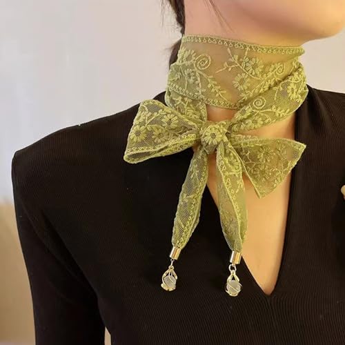 Women Long Narrow Floral Lace Ribbon Neck Scarf Choker Head Hair Band Belt2