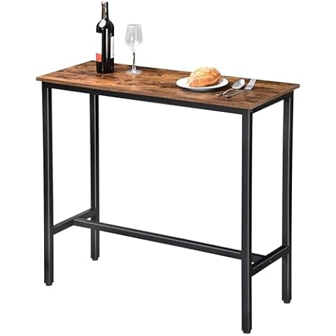 H JINHUI Bar Table, Industrial Kitchen Table, Breakfast Bar Table With Metal Frame, Easy Assembly, Industrial Design Cover