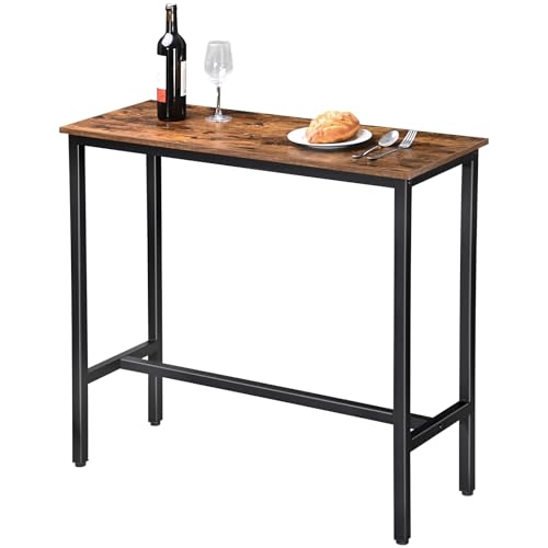 H JINHUI Bar Table, Industrial Kitchen Table, Breakfast Bar Table With Metal Frame, Easy Assembly, Industrial Design, for Restaurant, Living Room, Wood Look, 100 x 38 x 91 cm