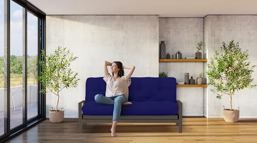 Royal Sleep Products by The Futon Factory 6 inch Foam Futon Mattress - Solid Royal Blue Cover - Full Size - CertiPUR Certified Foams - Made in USA - (Frame not Included)