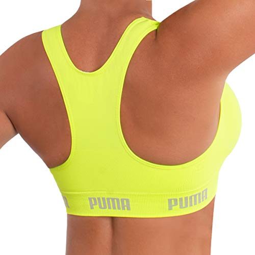 Top Sem Costura, Puma, Feminino, Limão Fluor, M