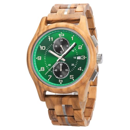 Montre en bois pour homme chronographe quartz montre analogique date