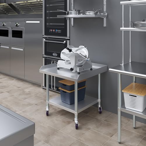 Image of AmGood Stainless Steel Equipment Stand with Undershelf + Casters, Heavy Duty, Commercial Grade, NSF Certified (30 inch Width x 30 inch Length + Casters)