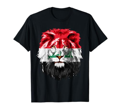 Iraqi Flag Iraq Pride Lion Face Iraq Flag T-Shirt
