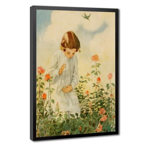 Impression sur toile In The Roses par Jessie Willcox Smith - Toile à suspendre 61x91 cm