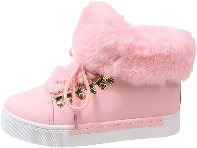 Women’s Winter Boots Warm Fur Lined Comfortable Snow Boots for Women Lace Up Ankle Booties Warm Sneakers