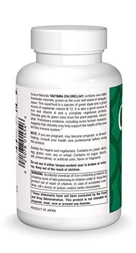Source Naturals Yaeyama Chlorella 200Mg Algae Superfood Nutritional Supplement Source Of B-12, Iron, Protein & Vitamin A - 600 Tablets #TOP2