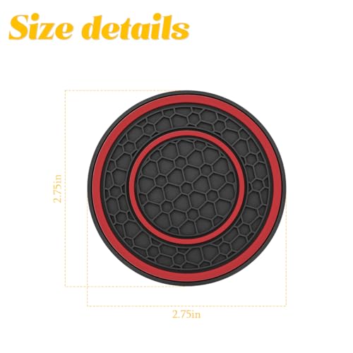 Image of Osilly 2 Pack Car Coasters for Cup Holder, 2.75 Inch No-Slip Anti Dust Insert Coaster, Universal Auto Waterproof Coasters Silicon Insulation Cup Mats for Woman Man, Suit for Vehicle Interior (Red)