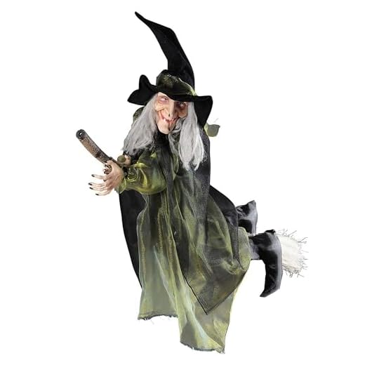 W WIDMANN MILANO Party Fashion 7875G - Hexe auf fliegendem Besen, Dekoration zum Aufhängen, Halloween, Mottoparty