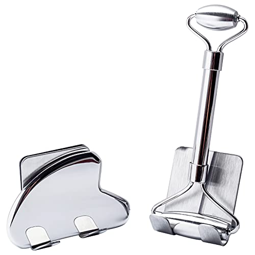 Stainless Steel Facial Gua Sha Set - Scraping Tool and Face Roller, Anti Aging Massager with Travel Pouch, Eliminate Cellulite, Relax Muscle Tension, Skincare Kit for Face, Eyes, Neck, Body Care