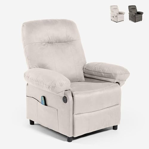 Produce Shop Poltrona Relax reclinabile massaggiante USB con poggiapiedi Noemi - Grigio