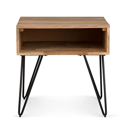 Image of SIMPLIHOME Hunter 22 inch Wide Solid Wood Square End Table in Natural