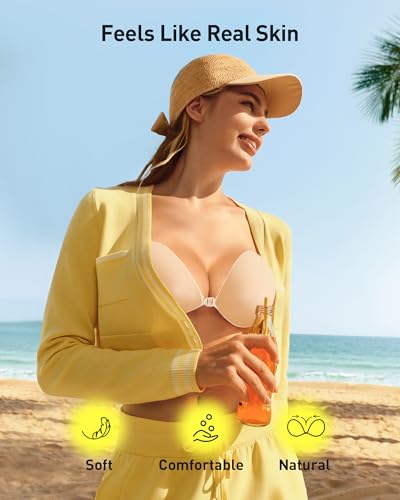 Niidor Adhesive Bra Reusable Strapless Self Silicone Bras Nude - Thumbnail 2