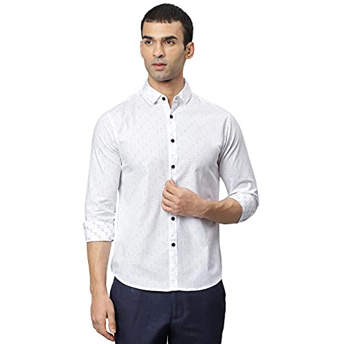 Image of Dennis Lingo Men's Dobby Print Slim Fit Cotton Casual Shirt