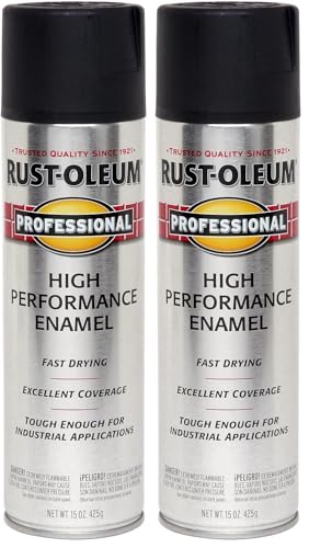 Image of Rust-Oleum 239107 Professional High Performance Enamel Spray Paint, 15 Oz, Semi-Gloss Black (Pack of 2)